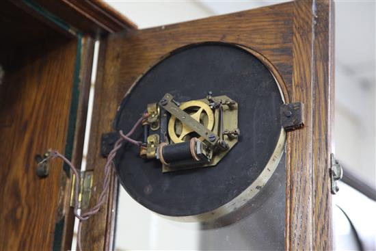 An early 20th century oak cased synchronome electric timepiece, H.50in.